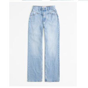 Abercrombie & Fitch 90s Relaxed High Rise Jean Light Wash Front Yoke Size 28